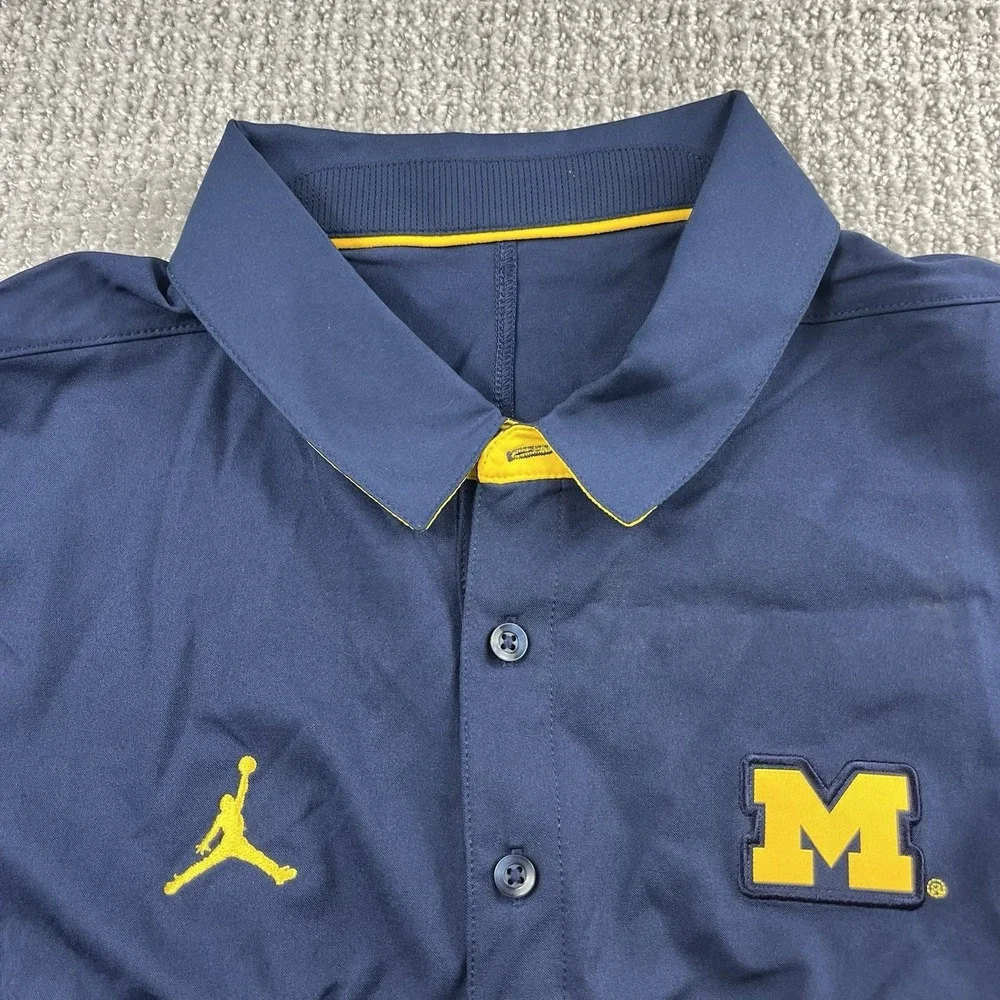 Nike Jordan Michigan Wolverines Elite Polo Shirt Mens Small Navy Jumpman NWT